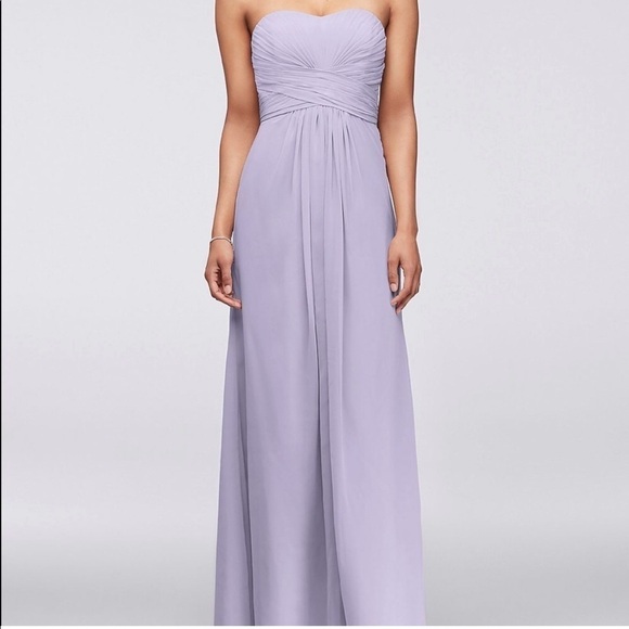 David’s Bridal strapless chiffon dress with pleated bodice Iris - Picture 9 of 9